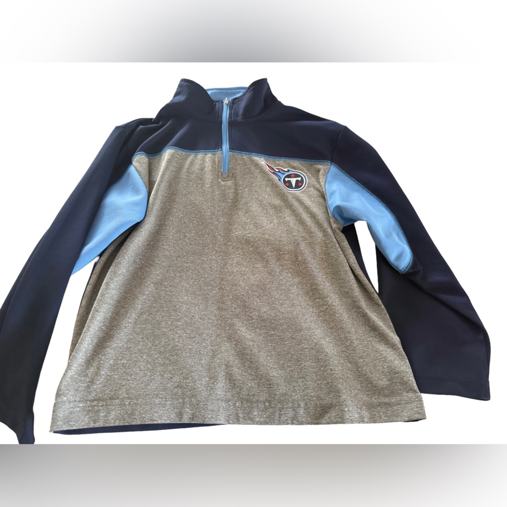 Boys Tennessee Titans Blue and Gray Quarter-Zip Pullover